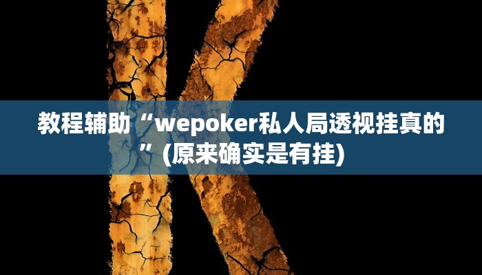 教程辅助“wepoker私人局透视挂真的”(原来确实是有挂)