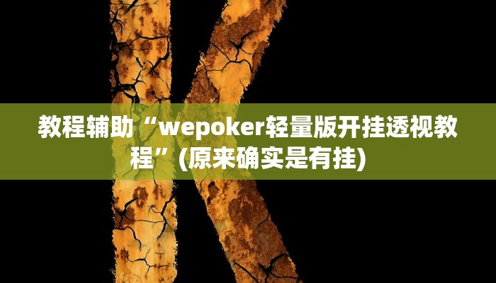 教程辅助“wepoker轻量版开挂透视教程”(原来确实是有挂)