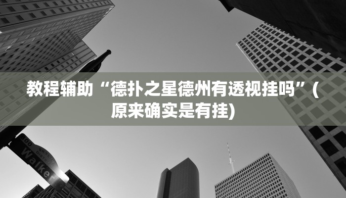 教程辅助“德扑之星德州有透视挂吗”(原来确实是有挂)