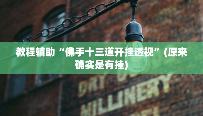 教程辅助“佛手十三道开挂透视”(原来确实是有挂)