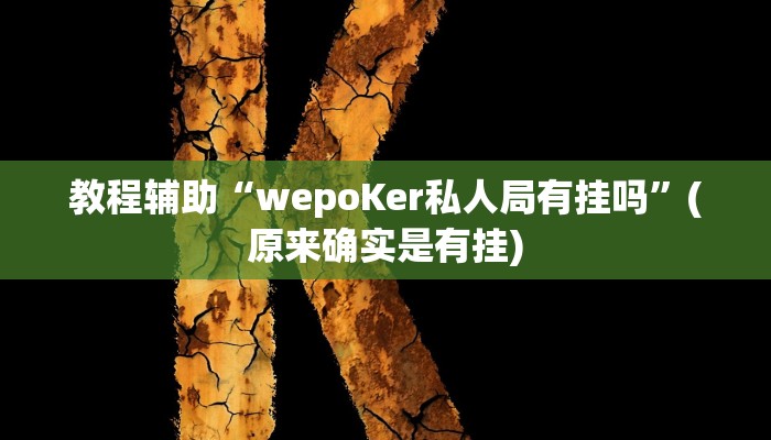 教程辅助“wepoKer私人局有挂吗”(原来确实是有挂)
