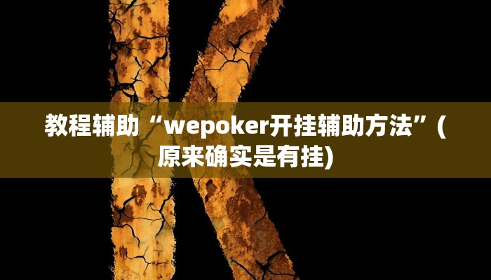 教程辅助“wepoker开挂辅助方法”(原来确实是有挂)