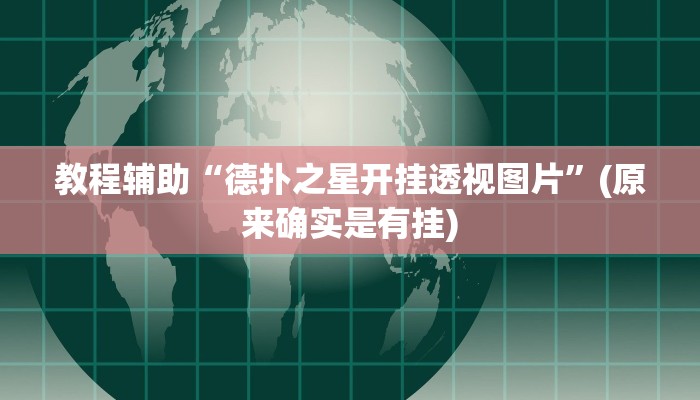 教程辅助“德扑之星开挂透视图片”(原来确实是有挂)