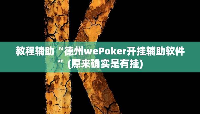 教程辅助“德州wePoker开挂辅助软件”(原来确实是有挂)