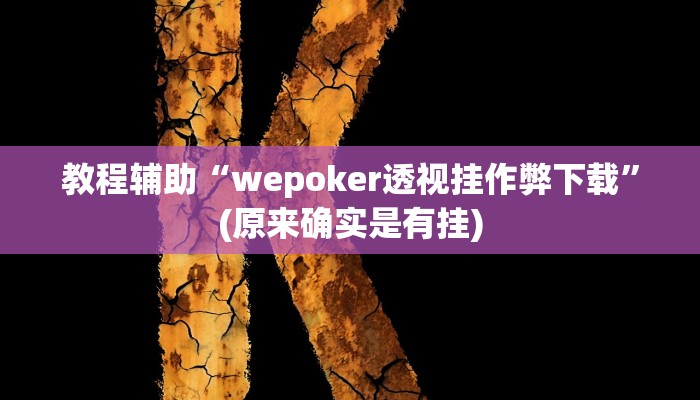 教程辅助“wepoker透视挂作弊下载”(原来确实是有挂)