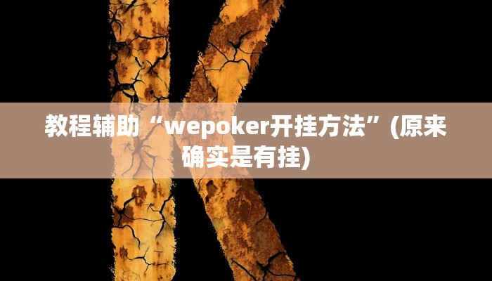 教程辅助“wepoker开挂方法”(原来确实是有挂)