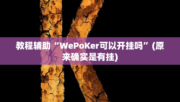 教程辅助“WePoKer可以开挂吗”(原来确实是有挂)