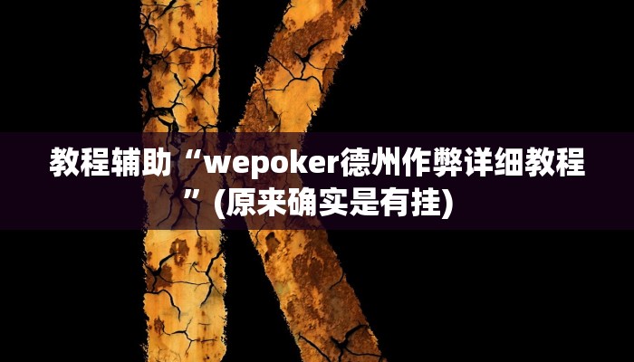 教程辅助“wepoker德州作弊详细教程”(原来确实是有挂)