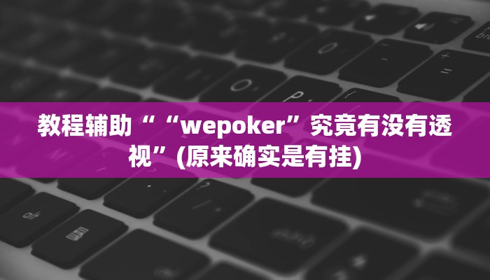教程辅助““wepoker”究竟有没有透视”(原来确实是有挂)