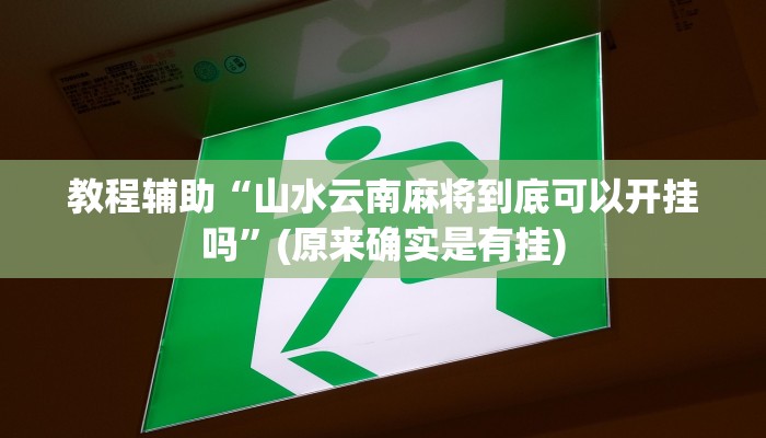 教程辅助“蜀山四川麻将有没有挂小程序”(原来确实是有挂)