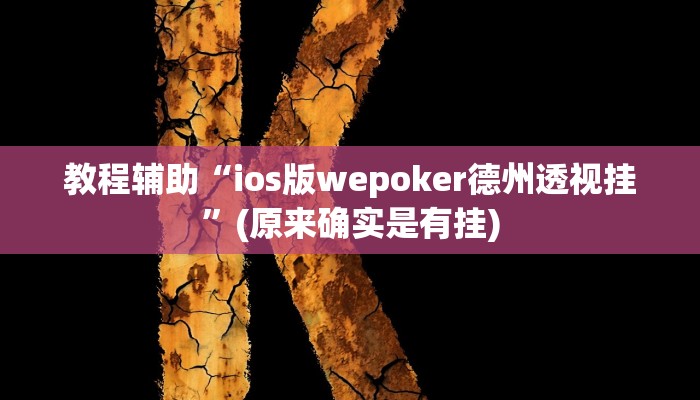 教程辅助“ios版wepoker德州透视挂”(原来确实是有挂)