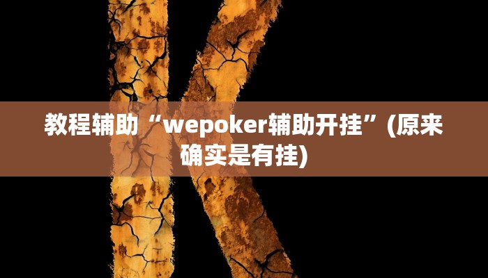 教程辅助“wepoker辅助开挂”(原来确实是有挂)