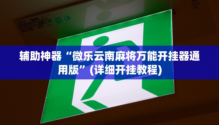 辅助神器“微乐云南麻将万能开挂器通用版”(详细开挂教程)