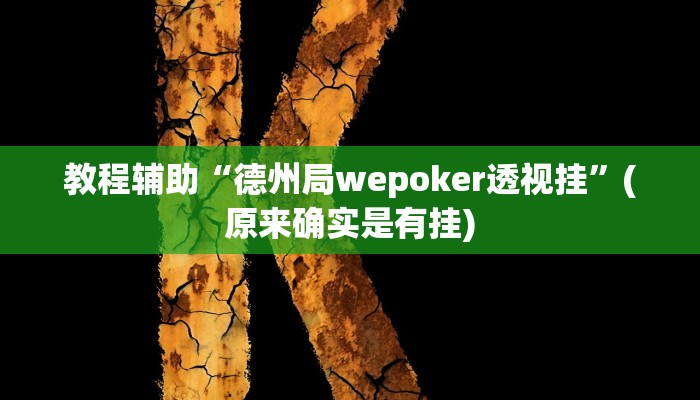 教程辅助“德州局wepoker透视挂”(原来确实是有挂)