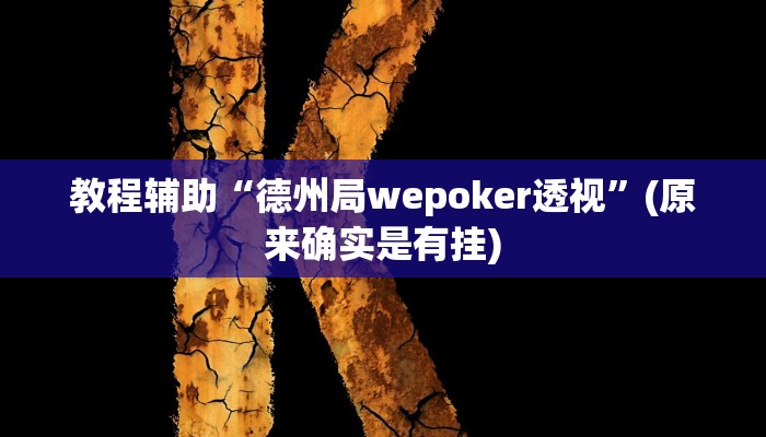 教程辅助“德州局wepoker透视”(原来确实是有挂)