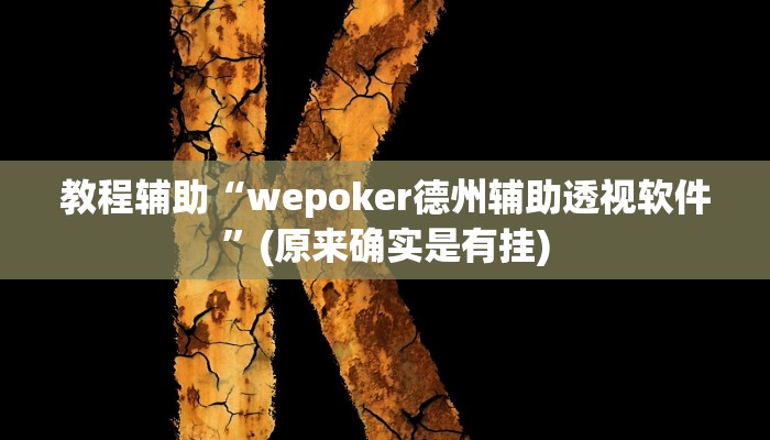 教程辅助“wepoker德州辅助透视软件”(原来确实是有挂)