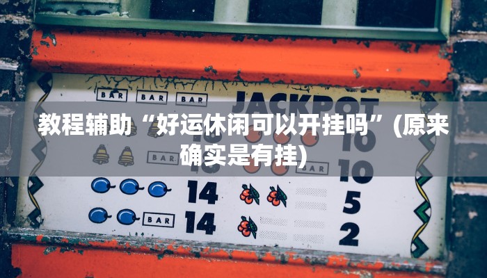 教程辅助“好运休闲可以开挂吗”(原来确实是有挂)