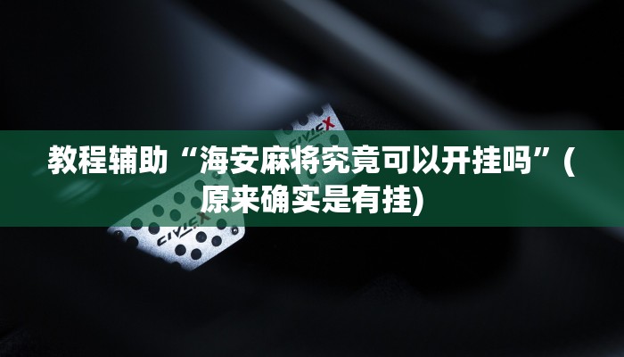教程辅助“海安麻将究竟可以开挂吗”(原来确实是有挂)
