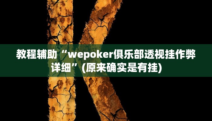 教程辅助“wepoker俱乐部透视挂作弊详细”(原来确实是有挂)