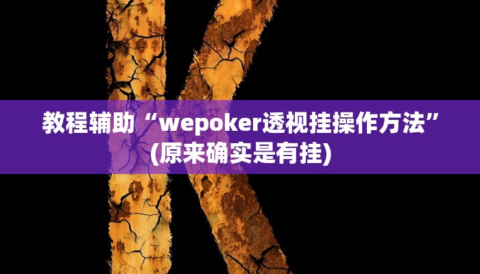 教程辅助“wepoker透视挂操作方法”(原来确实是有挂)