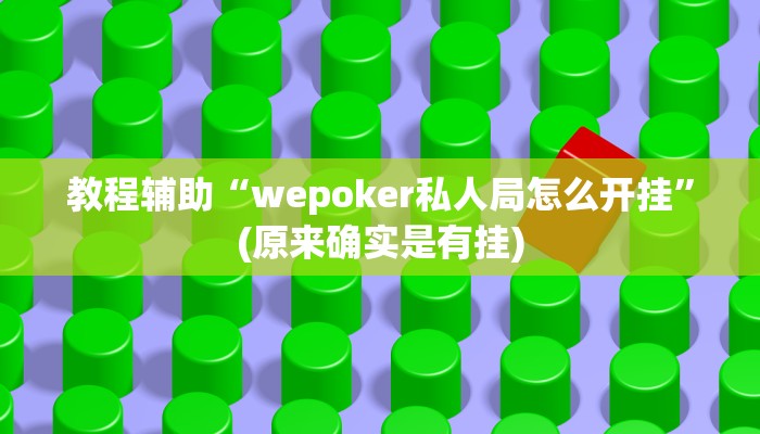 教程辅助“wepoker私人局怎么开挂”(原来确实是有挂)