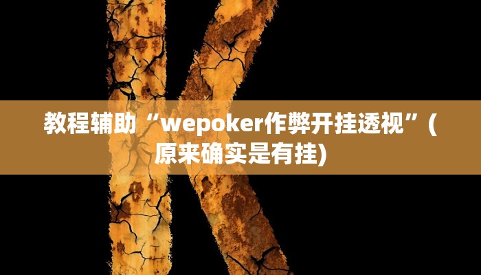 教程辅助“wepoker作弊开挂透视”(原来确实是有挂)
