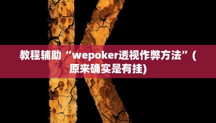 教程辅助“wepoker透视作弊方法”(原来确实是有挂)