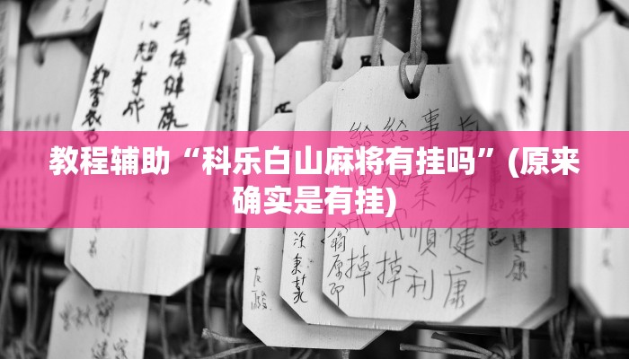 教程辅助“科乐白山麻将有挂吗”(原来确实是有挂)