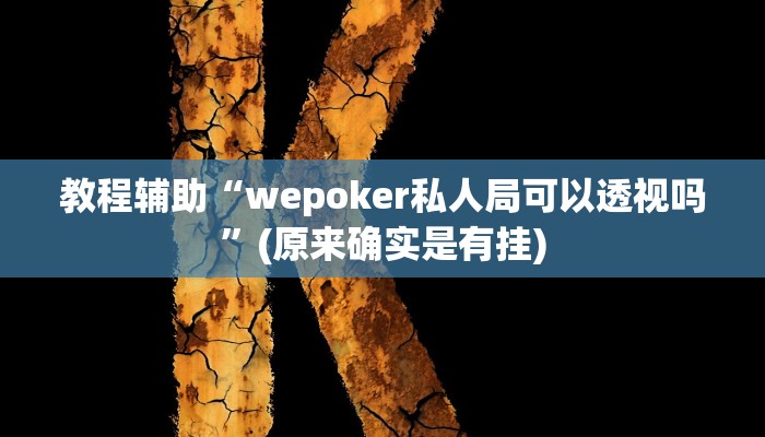 教程辅助“wepoker私人局可以透视吗”(原来确实是有挂)