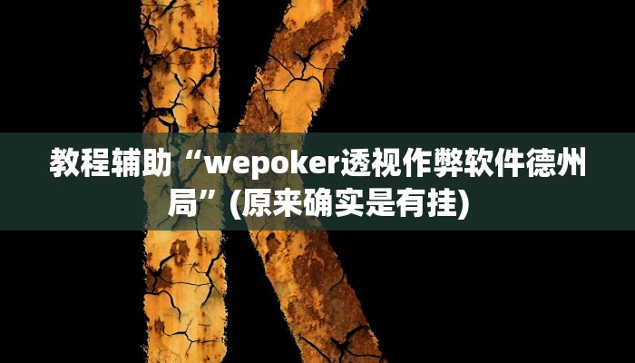 教程辅助“wepoker透视作弊软件德州局”(原来确实是有挂)