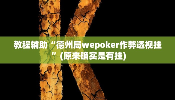 教程辅助“德州局wepoker作弊透视挂 ”(原来确实是有挂)
