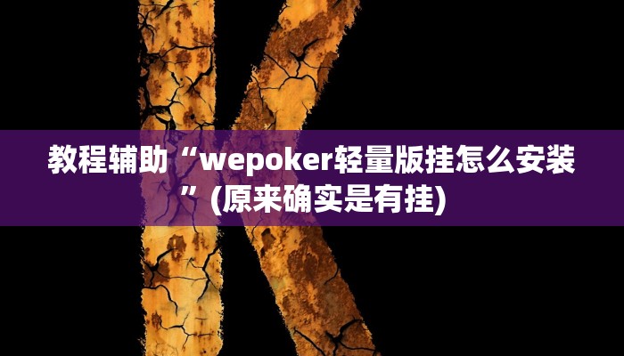 教程辅助“wepoker轻量版挂怎么安装”(原来确实是有挂)