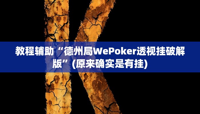 教程辅助“德州局WePoker透视挂破解版”(原来确实是有挂)