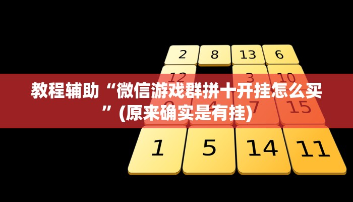 教程辅助“微信游戏群拼十开挂怎么买”(原来确实是有挂)
