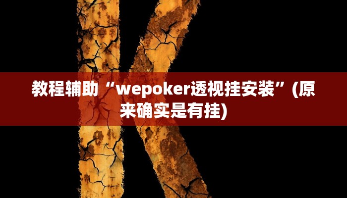 教程辅助“wepoker透视挂安装”(原来确实是有挂)