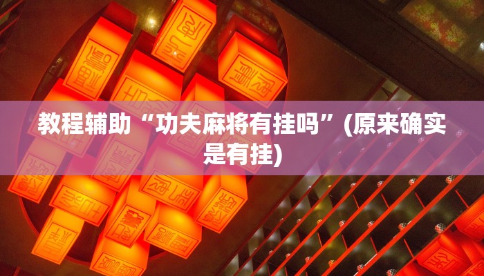 教程辅助“功夫麻将有挂吗”(原来确实是有挂)