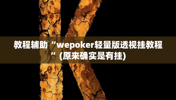 教程辅助“wepoker轻量版透视挂教程”(原来确实是有挂)