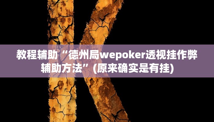 教程辅助“德州局wepoker透视挂作弊辅助方法”(原来确实是有挂)