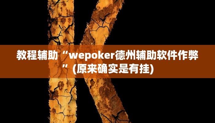 教程辅助“wepoker德州辅助软件作弊”(原来确实是有挂)