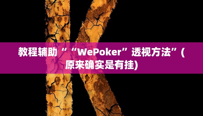 教程辅助““WePoker”透视方法”(原来确实是有挂)