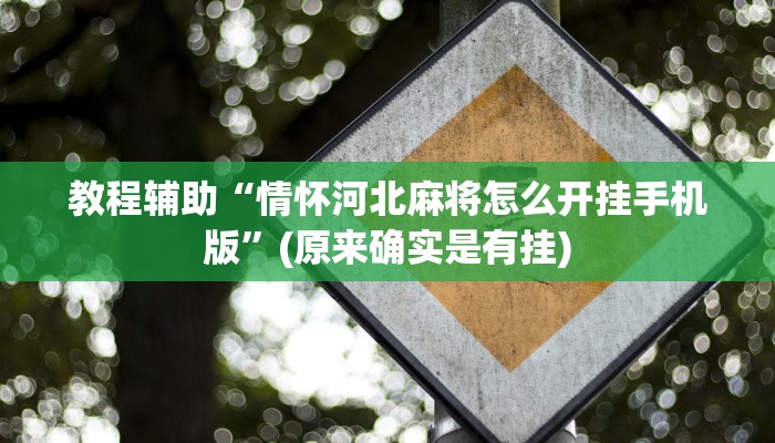 教程辅助“情怀河北麻将怎么开挂手机版”(原来确实是有挂)