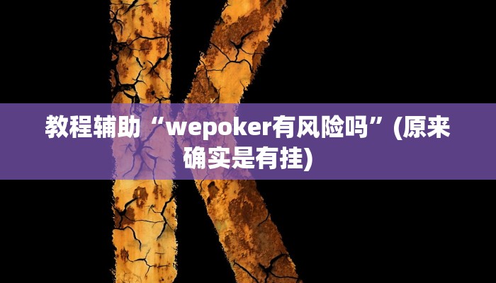 教程辅助“wepoker有风险吗”(原来确实是有挂)