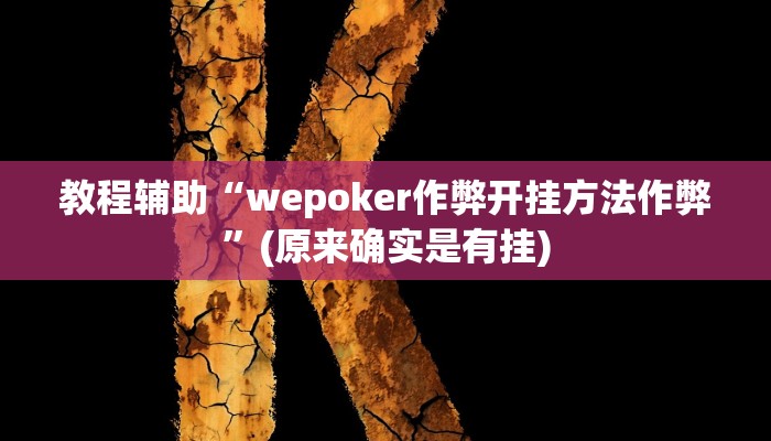 教程辅助“wepoker作弊开挂方法作弊”(原来确实是有挂)