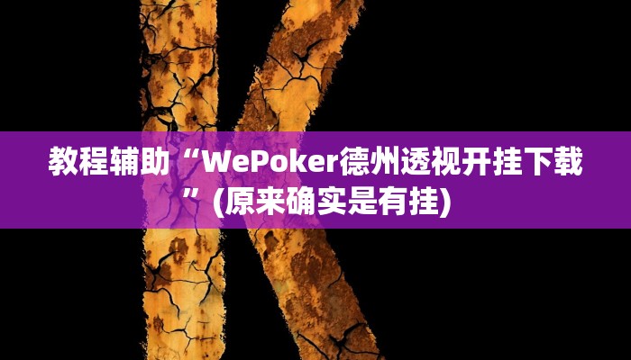 教程辅助“WePoker德州透视开挂下载”(原来确实是有挂)