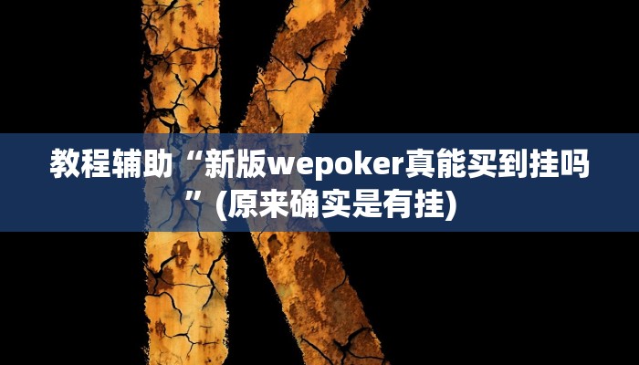 教程辅助“新版wepoker真能买到挂吗”(原来确实是有挂)