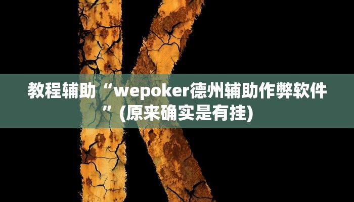教程辅助“wepoker德州辅助作弊软件”(原来确实是有挂)
