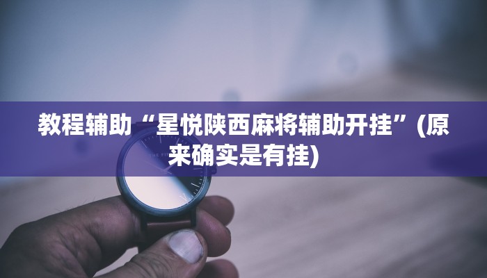 教程辅助“星悦陕西麻将辅助开挂”(原来确实是有挂)