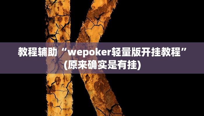 教程辅助“wepoker轻量版开挂教程”(原来确实是有挂)