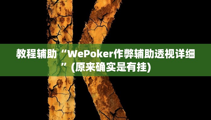 教程辅助“WePoker作弊辅助透视详细”(原来确实是有挂)