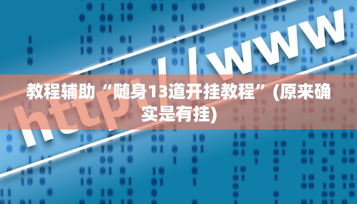 教程辅助“随身13道开挂教程”(原来确实是有挂)